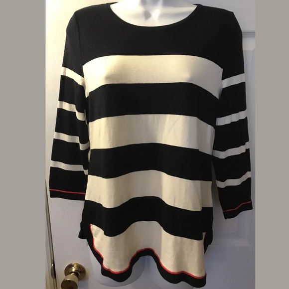TALBOTS Nautical Striped Sweater Red Blue Ivory - Picture 2 of 8
